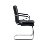 Black Rovento V cantilever chair with armrests and chrome-plated metal sled base by hjh OFFICE