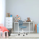 Blue Swivel Chair – Children KID QW with a curved backrest and castors by hjh OFFICE