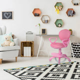 Pink Swivel Chair – Children KID COLOUR with armrests and castors in a child's room by hjh OFFICE