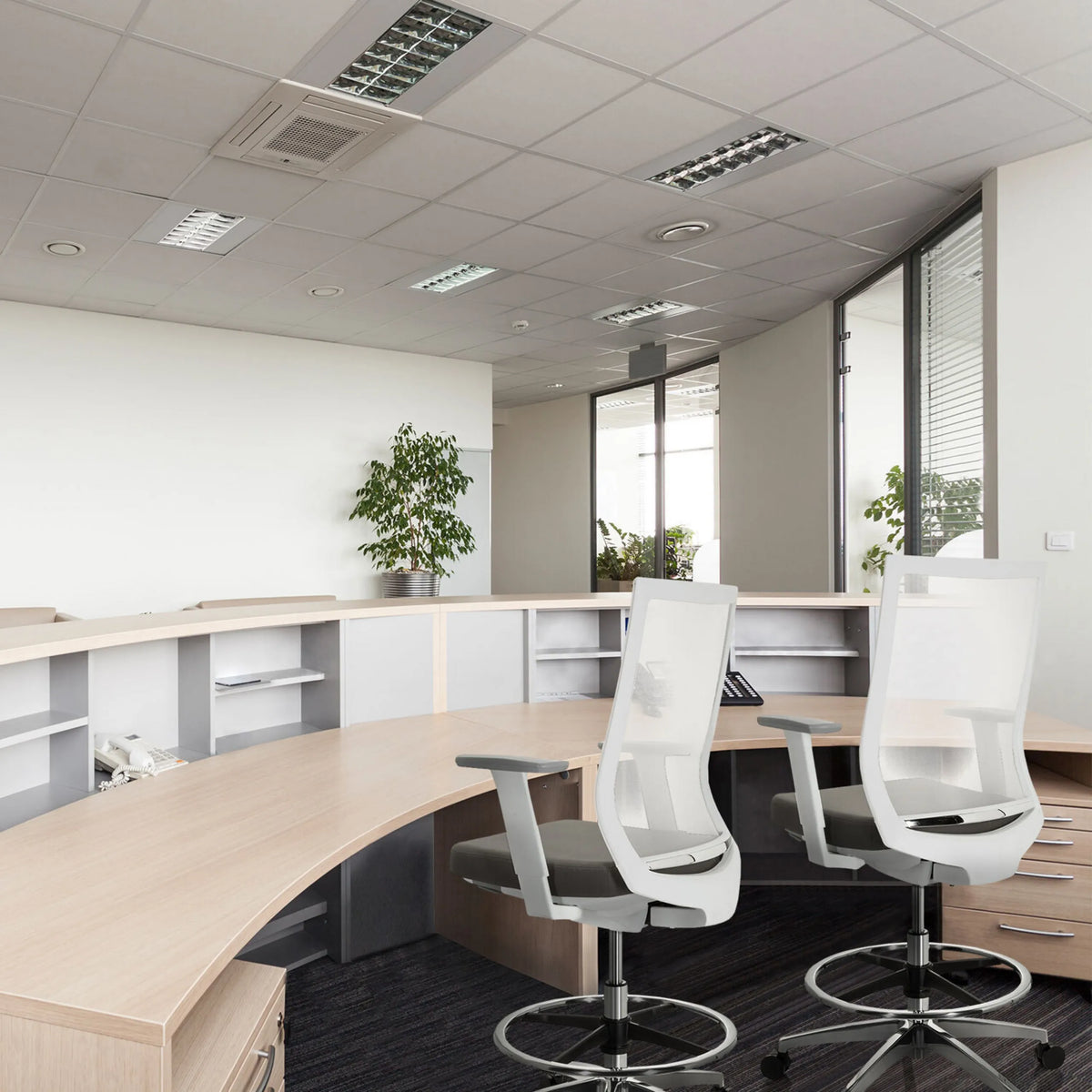 Two grey Counter chairs ASPEN WORK W with white backrests and armrests by hjh OFFICE