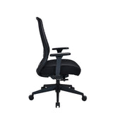 Side view of the Professional Office Chair Verviq in black with mesh backrest and castor base by hjh OFFICE