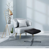 Black upholstered stool SARANTO made of faux leather with a four-star metal base by hjh OFFICE