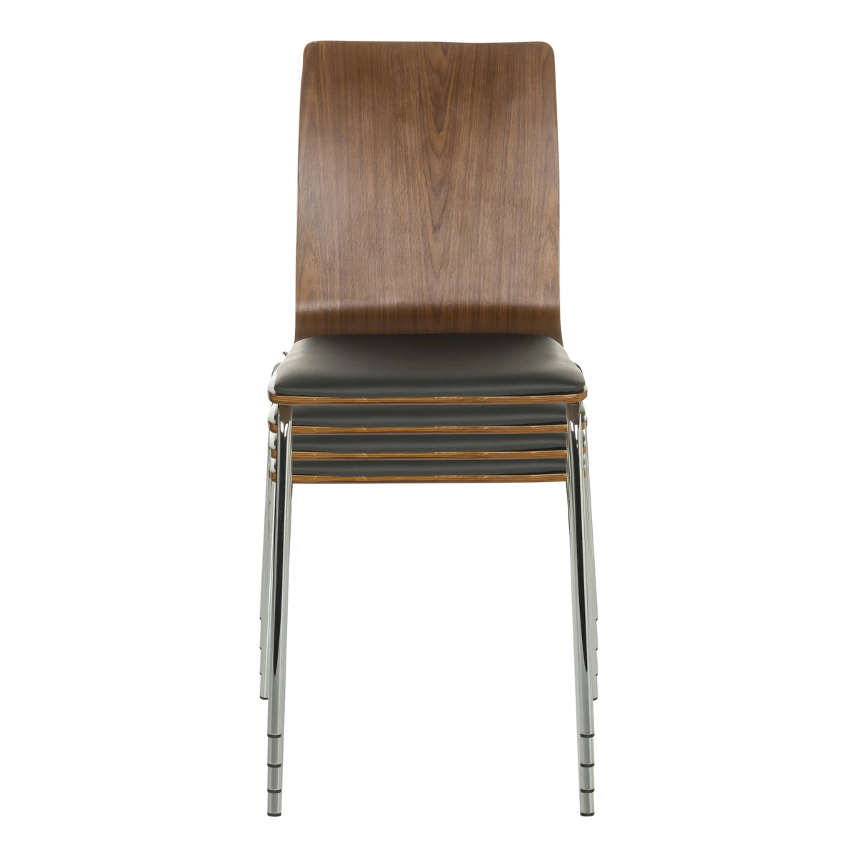 Stackable guest chairs PERIA with brown wooden backrests and black seats by hjh OFFICE
