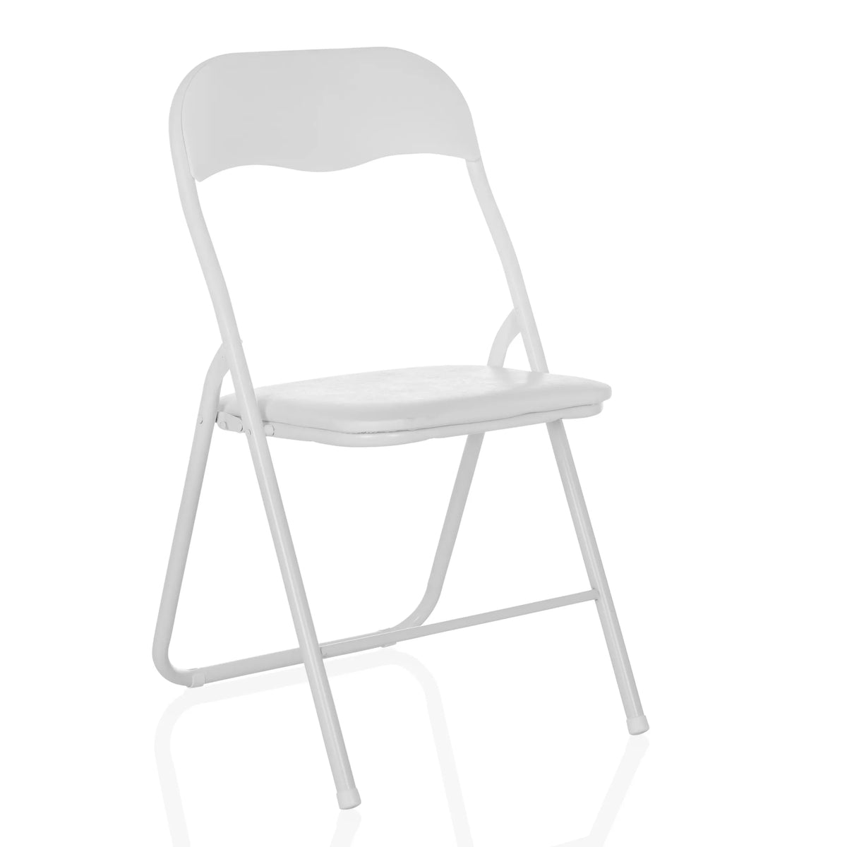 White Folding chair TUDELA BASIC with padded seat and backrest by hjh OFFICE – 360-degree view (front three-quarter view 30°)