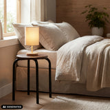 ALRANDA stool with round walnut-effect top and black legs by hjh LIVING
