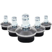 Five silver Chair glides 5 x STAND FZ with black felt pads for hard floors by hjh OFFICE