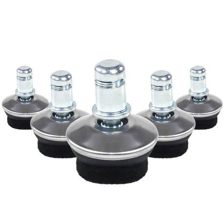 Five silver Chair glides 5 x STAND FZ with black felt pads for hard floors by hjh OFFICE