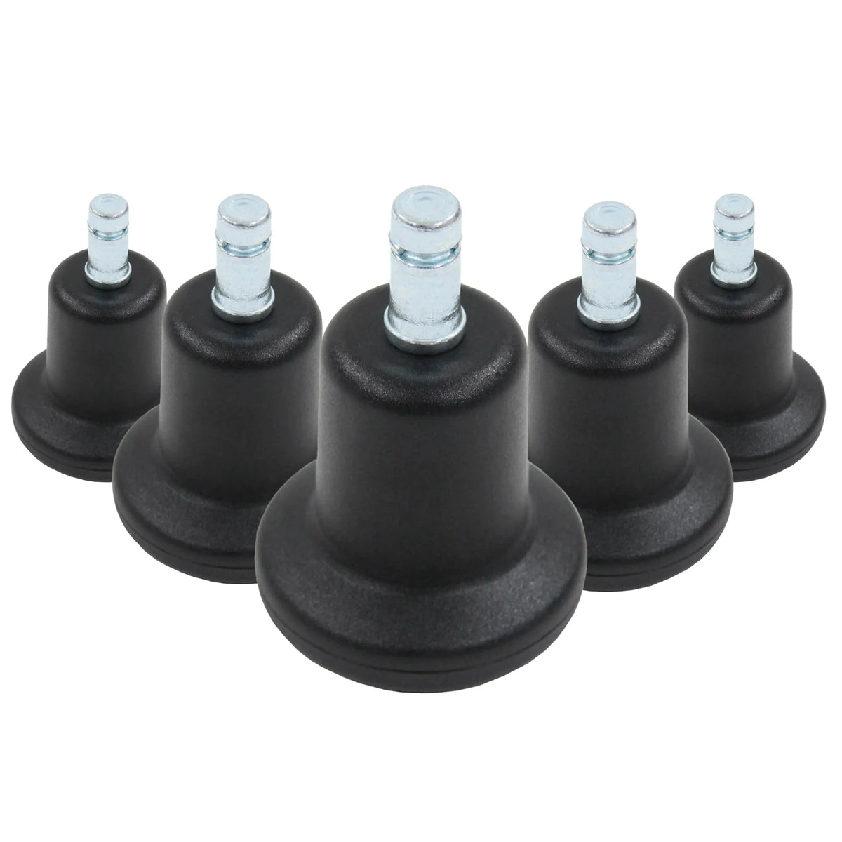 Five black chair glides 5 x STAND Nr. 10 with silver-coloured threaded bolts by hjh OFFICE
