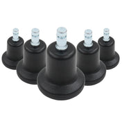 Five black chair glides 5 x STAND Nr. 10 with silver-coloured threaded bolts by hjh OFFICE