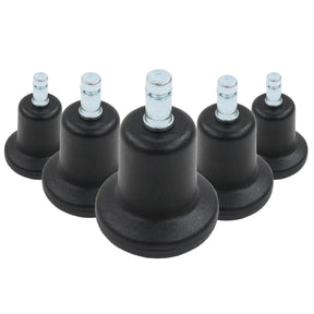 Five black chair glides 5 x STAND Nr. 10 with silver-coloured threaded bolts by hjh OFFICE