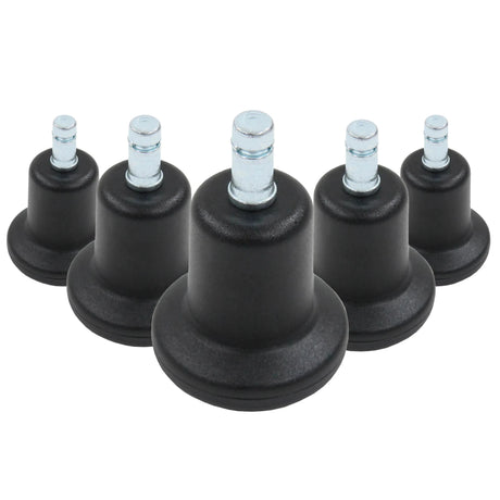 Five black chair glides 5 x STAND Nr. 10 with silver-coloured threaded bolts by hjh OFFICE