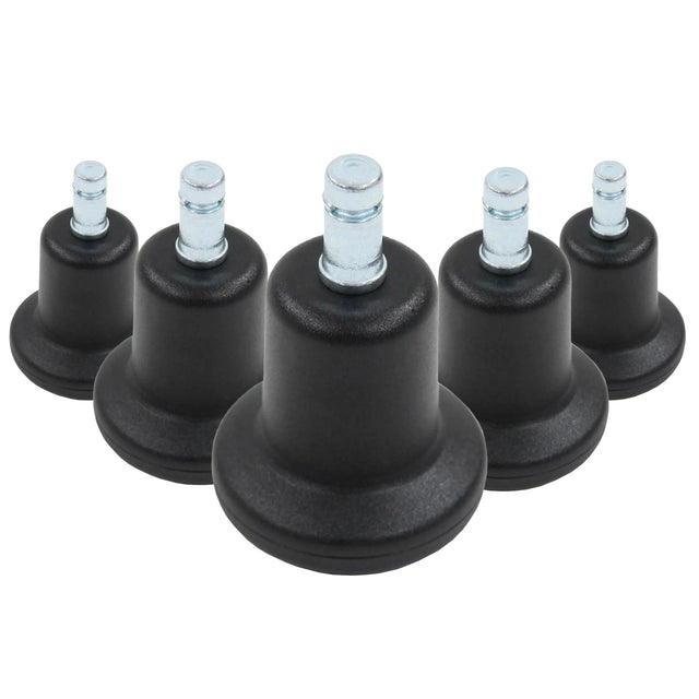 Five black chair glides 5 x STAND Nr. 10 with silver-coloured threaded bolts by hjh OFFICE