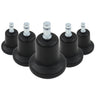 Five black chair glides 5 x STAND Nr. 11 with silver-coloured metal pins by hjh OFFICE