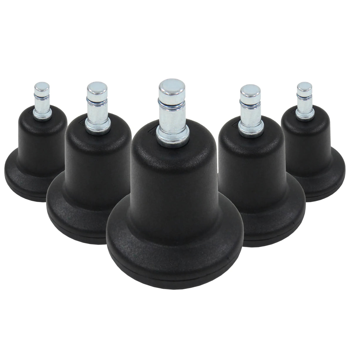 Five black chair glides 5 x STAND Nr. 11 with silver-coloured metal pins by hjh OFFICE