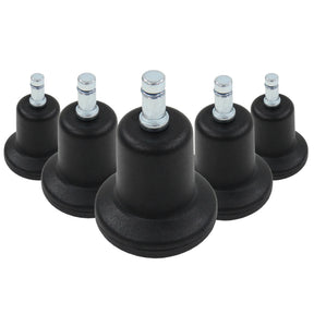 Five black chair glides 5 x STAND Nr. 11 with silver-coloured metal pins by hjh OFFICE