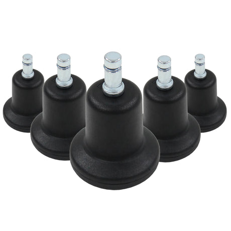 Five black chair glides 5 x STAND Nr. 11 with silver-coloured metal pins by hjh OFFICE