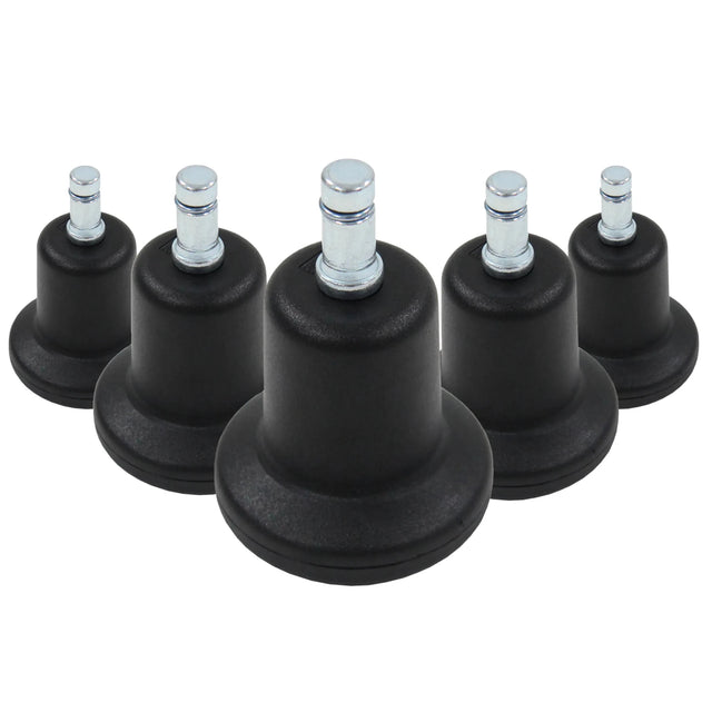 Five black chair glides 5 x STAND Nr. 11 with silver-coloured metal pins by hjh OFFICE