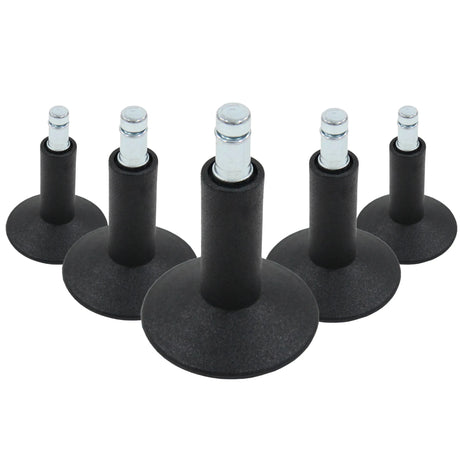 Five black Chair glides 5 x STAND Nr. 12 with metallic threaded pins for all floors by hjh OFFICE
