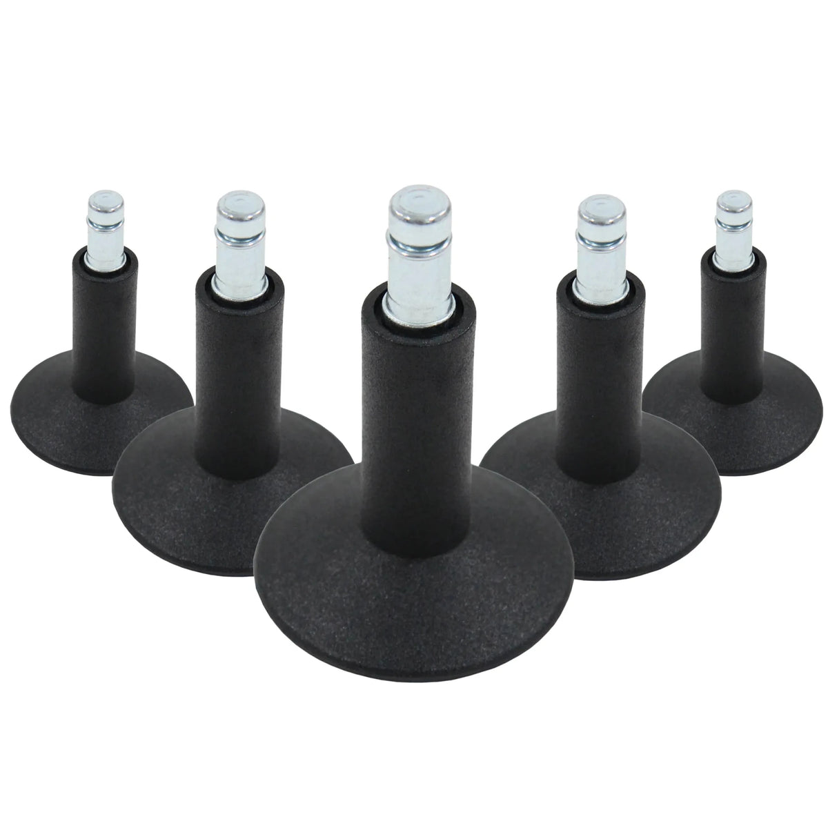 Five black Chair glides 5 x STAND Nr. 12 with metallic threaded pins for all floors by hjh OFFICE