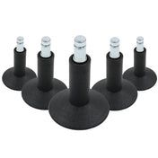 Five black Chair glides 5 x STAND Nr. 12 with metallic threaded pins for all floors by hjh OFFICE