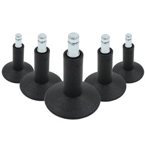 Five black Chair glides 5 x STAND Nr. 12 with metallic threaded pins for all floors by hjh OFFICE