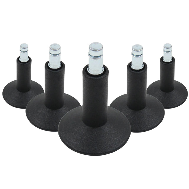 Five black Chair glides 5 x STAND Nr. 12 with metallic threaded pins for all floors by hjh OFFICE