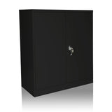 Black filing cabinet COLOR AS 105 with two doors and a silver handle by hjh OFFICE – 360-degree view (front three-quarter view 30°)