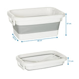 Dimensional drawing of the Folding container CLEAN SILW, 60 x 67 cm in grey-white by hjh OFFICE