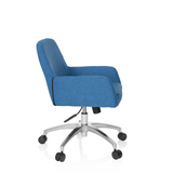 Blue Home Office Chair SHAKE 400 with armrests and five-caster base by hjh OFFICE – 360-degree view (side profile 80°)