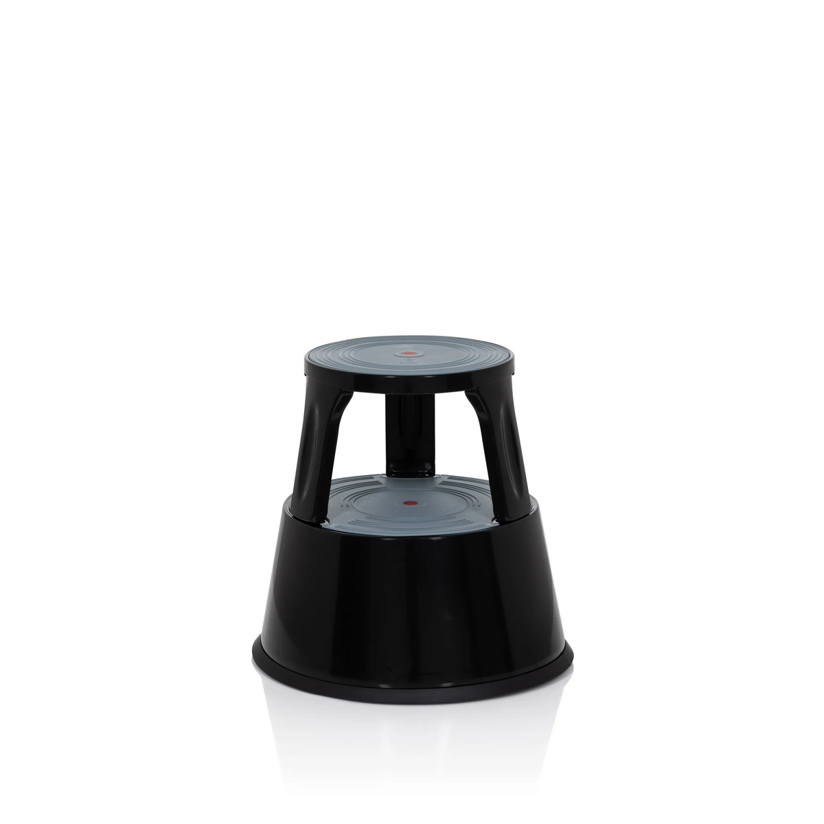 Black Step stool TIO-M II with two steps and non-slip surfaces by hjh OFFICE – 360-degree view (front view 0°)
