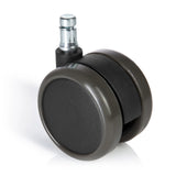 Black Castors 5x ROLO FREE 11mm/65mm for hard floors with silver-coloured bolt by hjh OFFICE – 360-degree view (front view 0°)