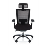 Black High End Office Chair NOVA PRO I with mesh back and five-caster base by hjh OFFICE – 360-degree view (front view 0°)