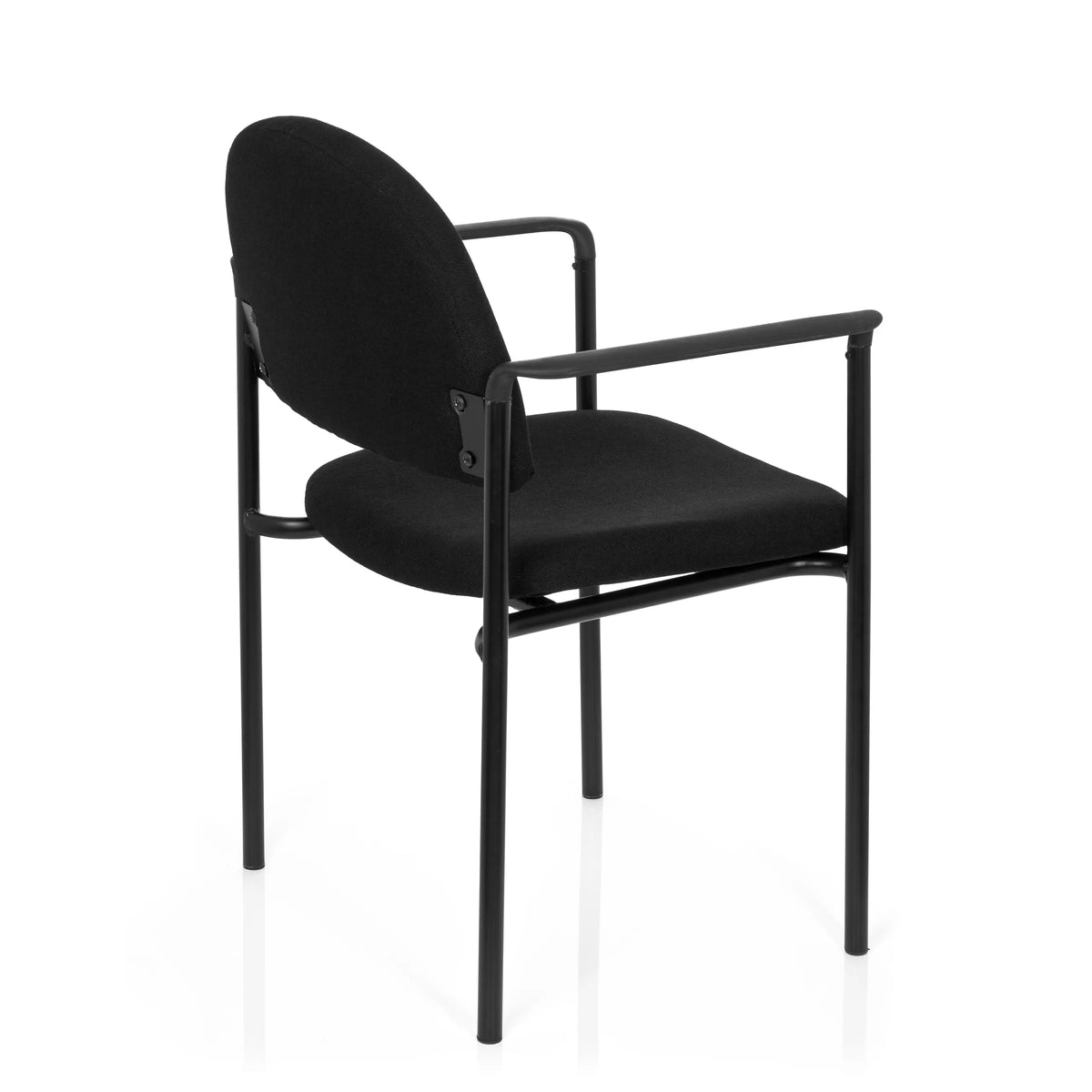 Black four-legged chair XT 700 with armrests and padded seat by hjh OFFICE – 360-degree view (rear three-quarter view 120°)