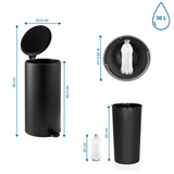 Dimensional drawing of the CLEAN STEP 2 wastepaper with 90 cm height and 30 L volume by hjh OFFICE