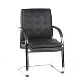 Black Cantilever chair VILLA V with quilted upholstery and armrests by hjh OFFICE – 360-degree view (front view 20°)
