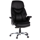 Black Luxury Executive Chair PRADO made of leather with armrests and a five-caster base by hjh OFFICE – 360-degree view (front view 20°)