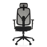 Black Professional Office Chair RALOO ECO with mesh back and five-caster base by hjh OFFICE – 360-degree view (front view 0°)
