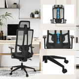 Height-adjustable headrest, lumbar support and castors of the Professional Office Chair TRAMORE by hjh OFFICE