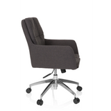 Dark grey Home Office Chair SHAKE 350 with quilted pattern and five-caster base by hjh OFFICE – 360-degree view (side profile 80°)