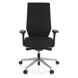 Black Professional Office Chair PRO-TEC 700 with armrests and glossy five-caster base by hjh OFFICE – 360-degree view (front view 0°)