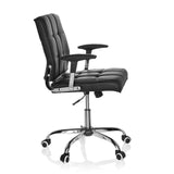 Black Home Office Chair ERNESTO with quilted upholstery and five-caster base by hjh OFFICE – 360-degree view (side profile 80°)