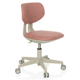 Pink Swivel Chair – Children KIDDY CLASSIC with padded seat and five-caster base by hjh OFFICE – 360-degree view (front three-quarter view 45°)