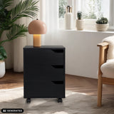 Black ORGANISER I mobile drawer unit with three drawers on castors by hjh OFFICE (AI-generated image)