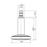Technical drawing of the Chair glide STATO-M with a diameter of 60 mm by hjh OFFICE