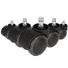 Fünf schwarze Stuhlrollen 5x ROLO 11mm/50mm für Hartböden mit silberfarbenen Bolzen von hjh OFFICE