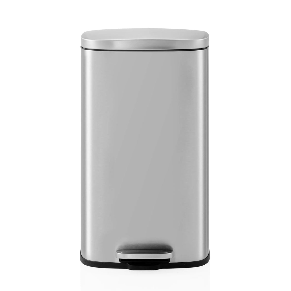 Silver Clean 15 wastepaper bin with lid and foot pedal by hjh OFFICE – 360-degree view (front view 0°)