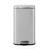 Silver Clean 15 wastepaper bin with lid and foot pedal by hjh OFFICE – 360-degree view (front view 0°)