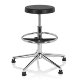 Swivel stool TOP WORK 14 I in black with a footrest and a five-star base by hjh OFFICE