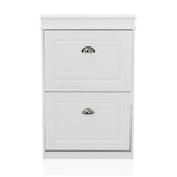 White Shoe Cabinet ESTHA 2 with two drawers and silver-coloured handles by hjh LIVING