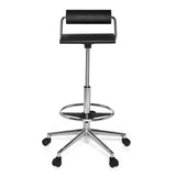 Black Swivel stool TOP WORK 28 with foot ring and five-caster base by hjh OFFICE – 360-degree view (front view 0°)